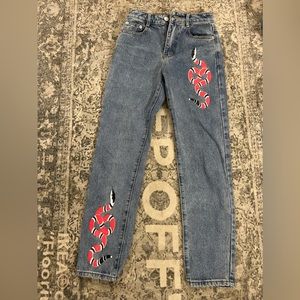 Adika snake print jeans. Size XS. Straight leg.